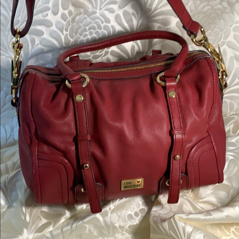 Love Moschino deep red leather satchel